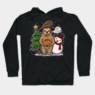 Funny Sloth Celebrates Halloween But On Christmas Hoodie